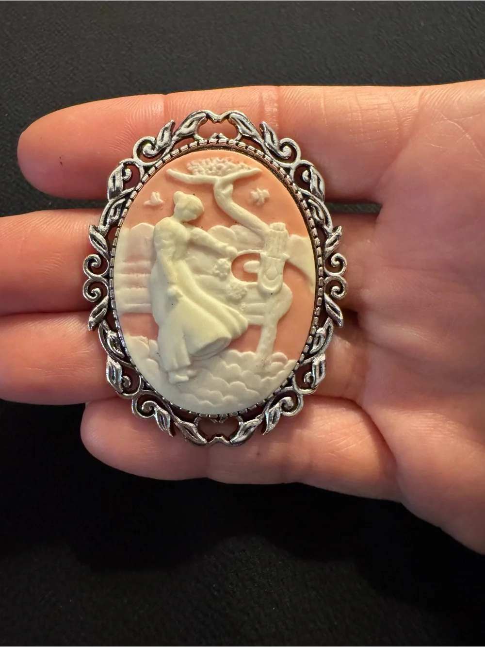 Vintage Mythological Figural Cameo Brooch